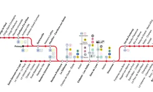 Der RER A in Paris verbindet viele Vororte mit dem Zentrum. Hier ist die Streckenübersicht.