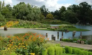 Blühende Parks in Paris mit Teichen, bunten Blumen und grünen Bäumen. Ein friedlicher Ort zum Entspannen.